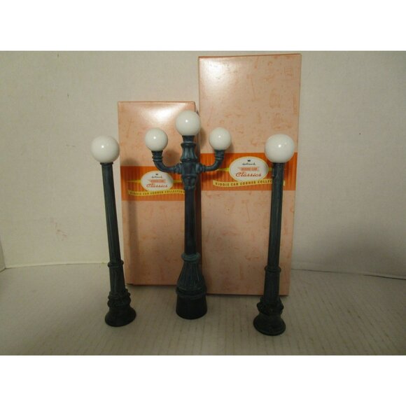 Hallmark Kiddie Car Classics ~ Triple & 2 Single Street Lamps ~ Ltd Edition 2000 - Picture 1 of 6